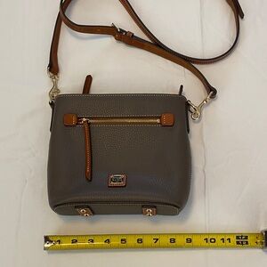 Dooney & Bourke Elephant Color Crossbody Bag with Brown Trim